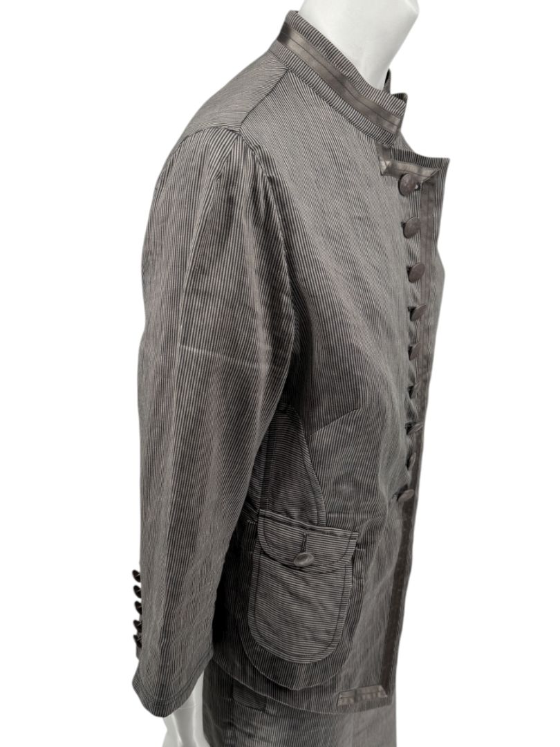 M. Siamo Women’s Striped Linen-Silk Blend Two-Piece Suit – Size 12