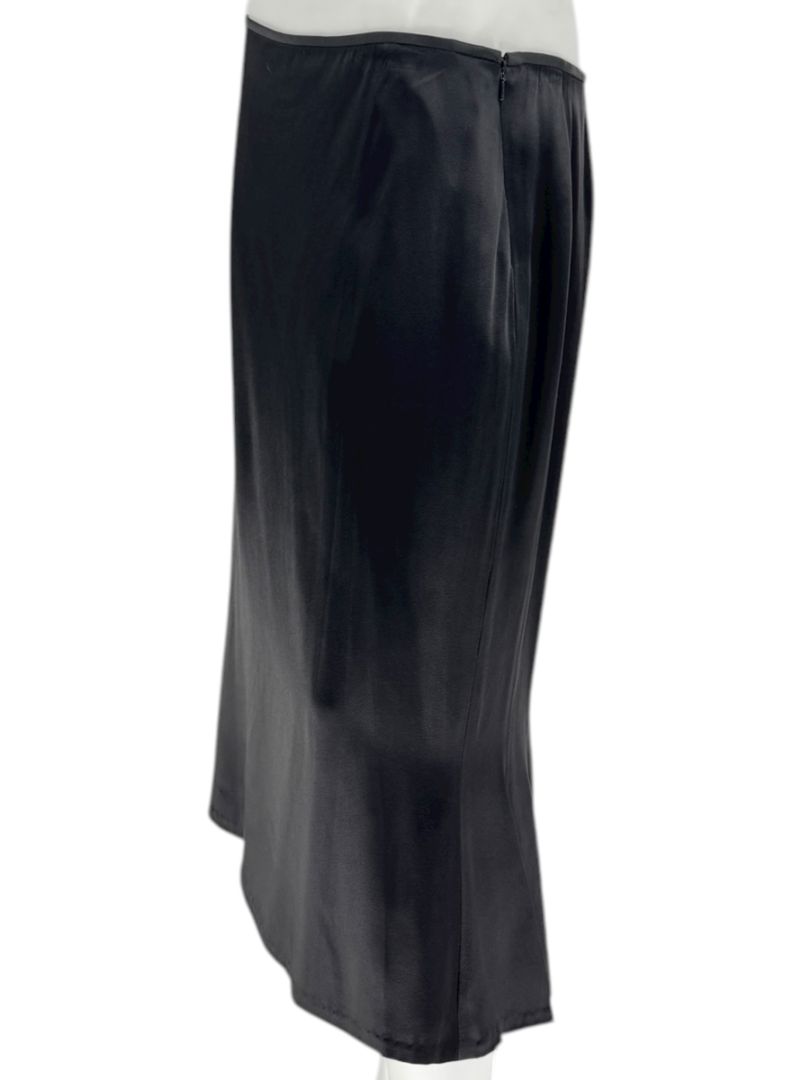 Carmen Marc Valvo Collection Black Bias-Cut Satin Skirt – Size 12