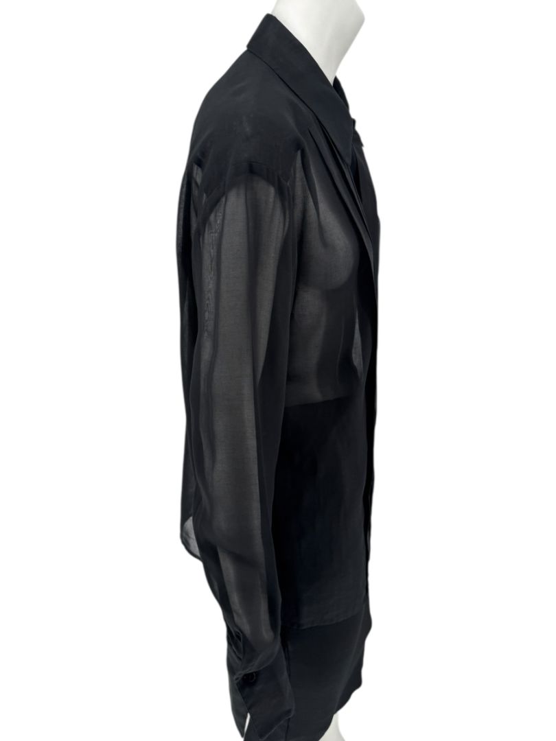 Linda Allard for Ellen Tracy Black Sheer Pleated Blouse – Size 12