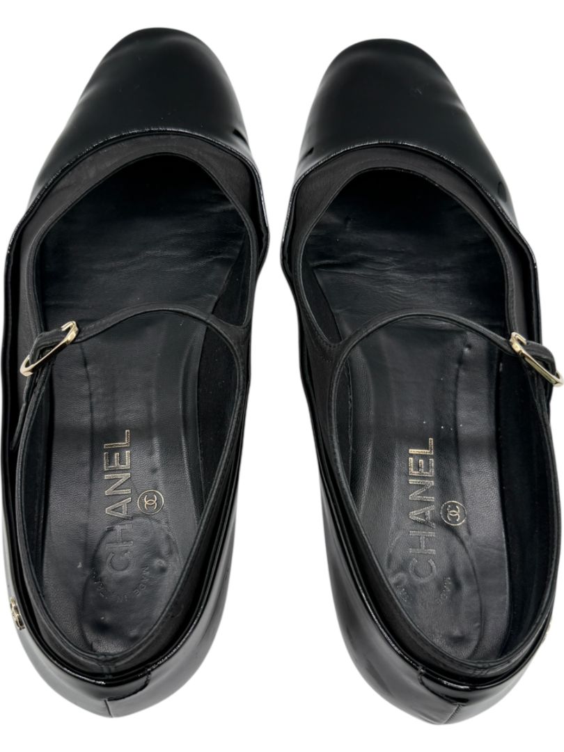 Chanel Patent Leather & Lambskin Mary Jane Ballet Flats – Size 40.5