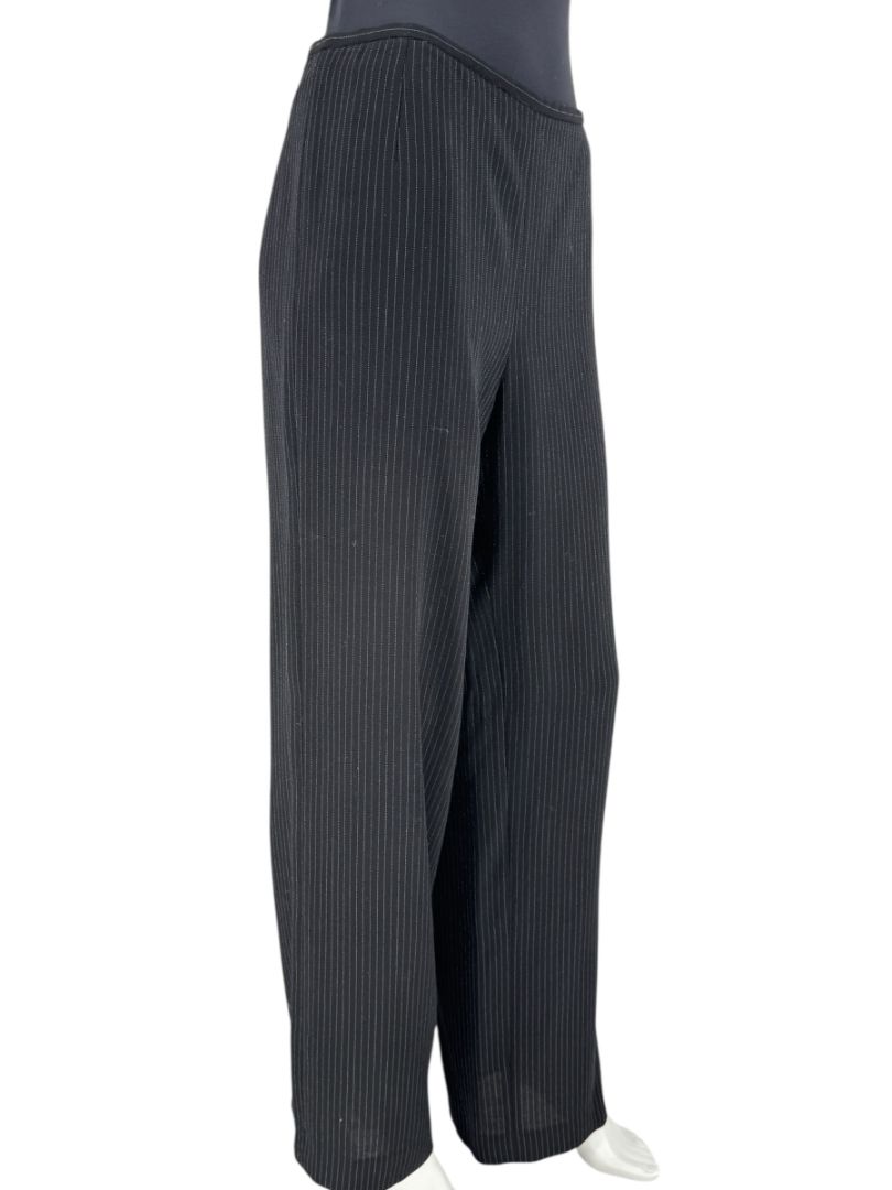 Armani Collezioni Black Pinstripe Virgin Wool Blend Dress Pants – Made in Italy – Size 48 / US 12