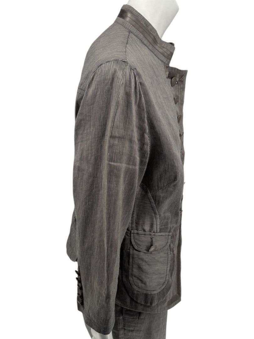 M. Siamo Women’s Striped Linen-Silk Blend Two-Piece Suit – Size 12