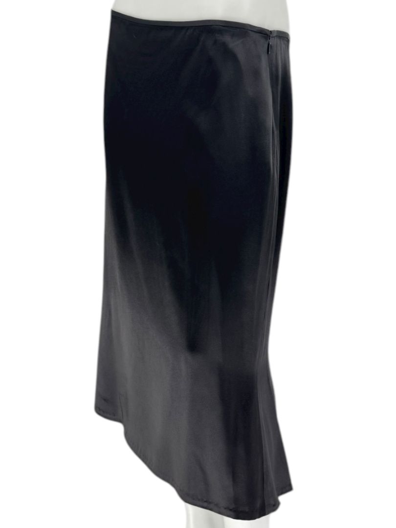 Carmen Marc Valvo Collection Black Bias-Cut Satin Skirt – Size 12