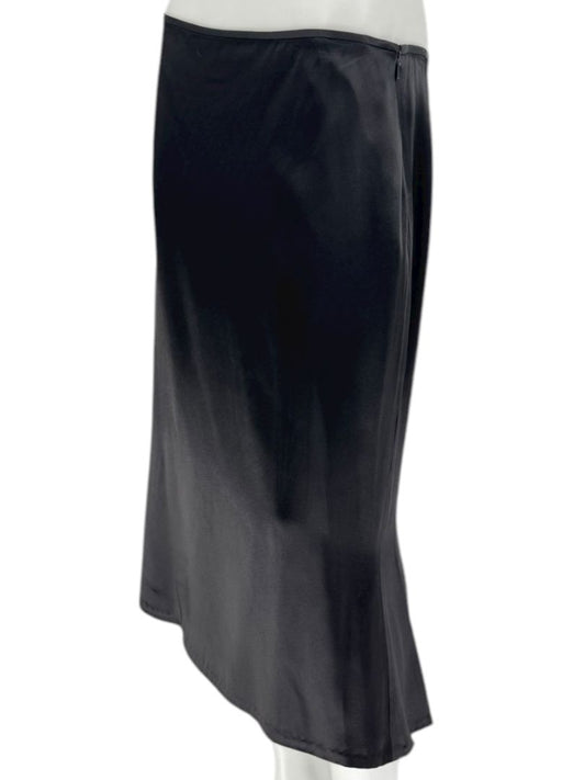 Carmen Marc Valvo Collection Black Bias-Cut Satin Skirt – Size 12