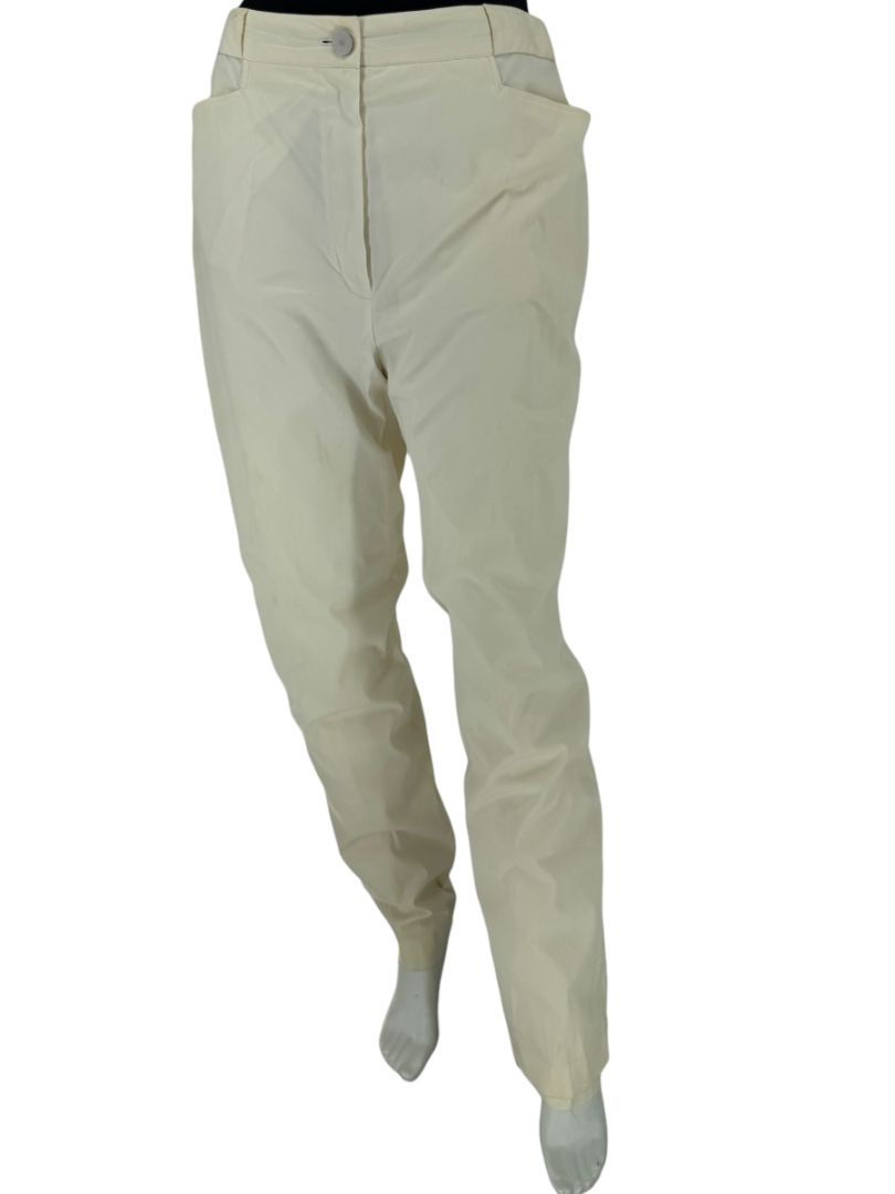 Chanel Ivory Cotton-Blend Tapered Trousers – Size FR 44