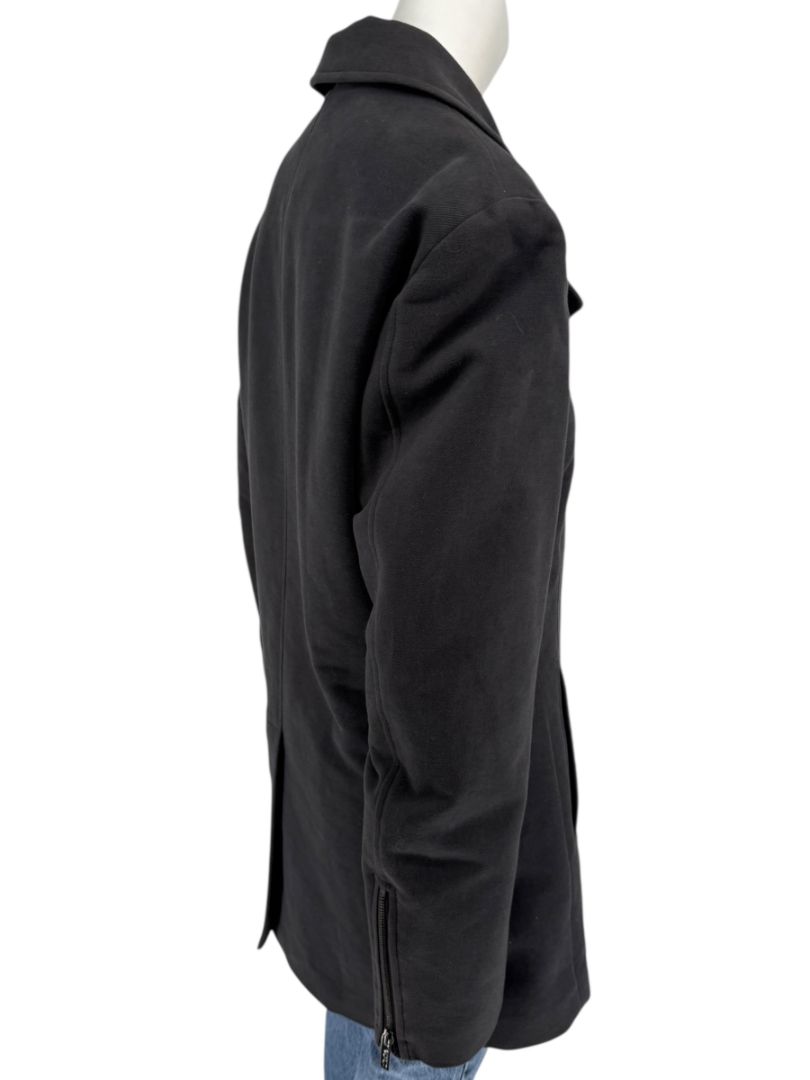 VJC Black Double-Breasted Asymmetric Zip Coat – Size 50