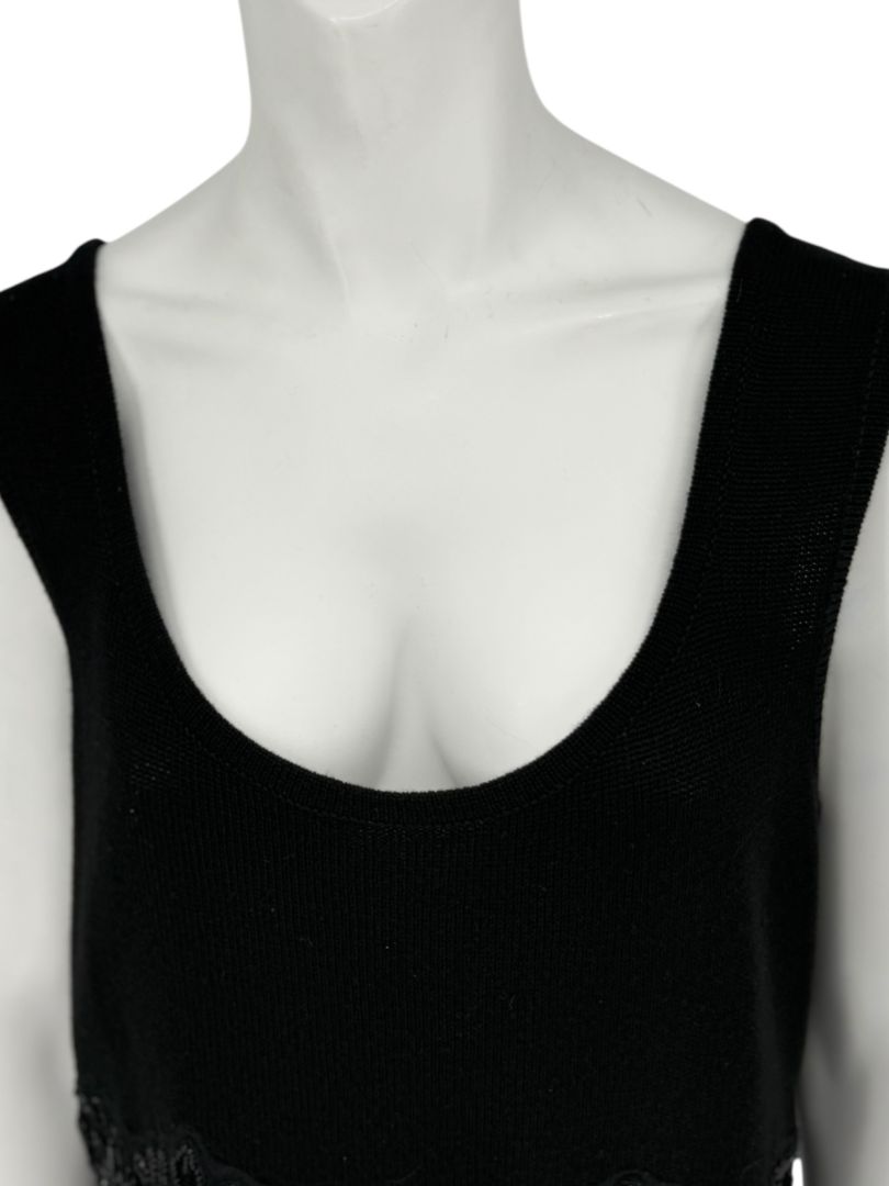 Toi House Black Wool Beaded Appliqué Knit Tank – Size XL