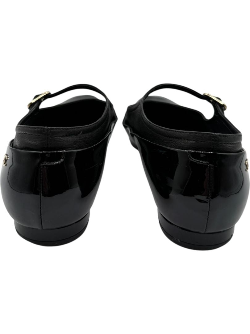 Chanel Patent Leather & Lambskin Mary Jane Ballet Flats – Size 40.5