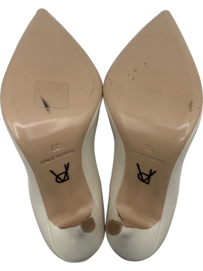 Paul Andrew Ivory Leather Scallop Pumps - Size 39
