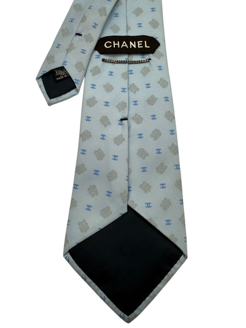 CHANEL Camellia & CC Logo Silk Necktie – Excellent Pre-Owned Condition
