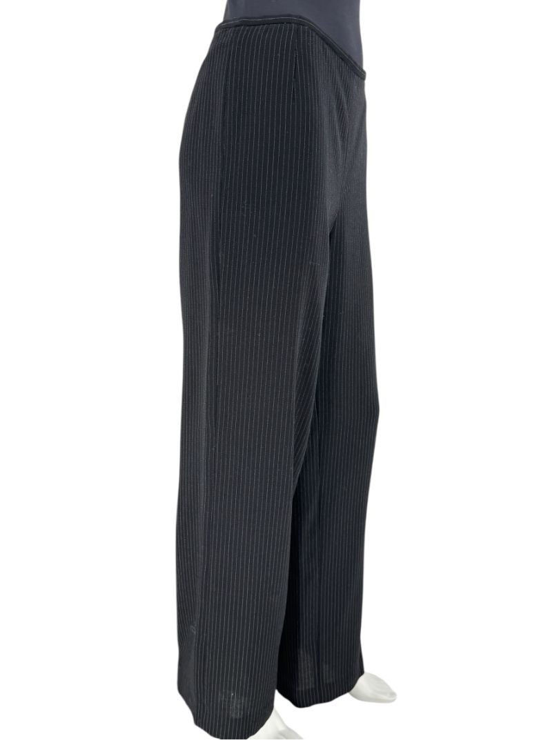 Armani Collezioni Black Pinstripe Virgin Wool Blend Dress Pants – Made in Italy – Size 48 / US 12