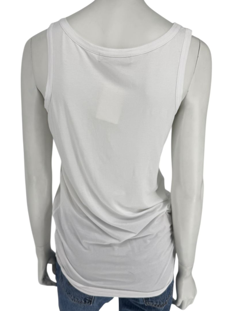 D. Exterior White Viscose Blend Tank Top – Size L