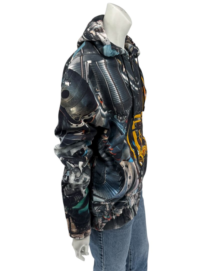 Christopher Kane Men’s Engine Print Cotton Zip Hoodie – Size L