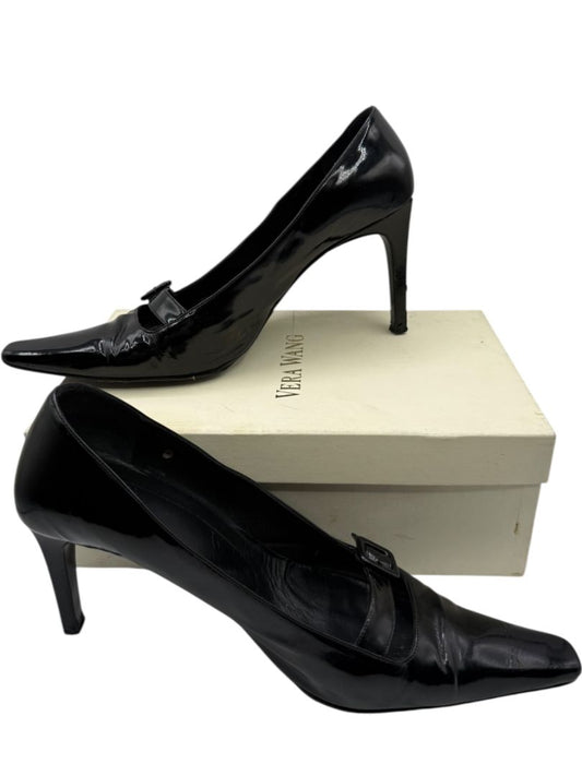 Vera Wang Black Patent Leather Buckle Heels – Size 10