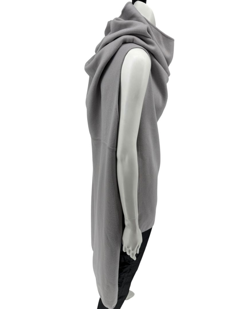 Rick Owens Pearl Grey Sleeveless Knit Funnel Tunic – Size L (IT 48 / US 8)