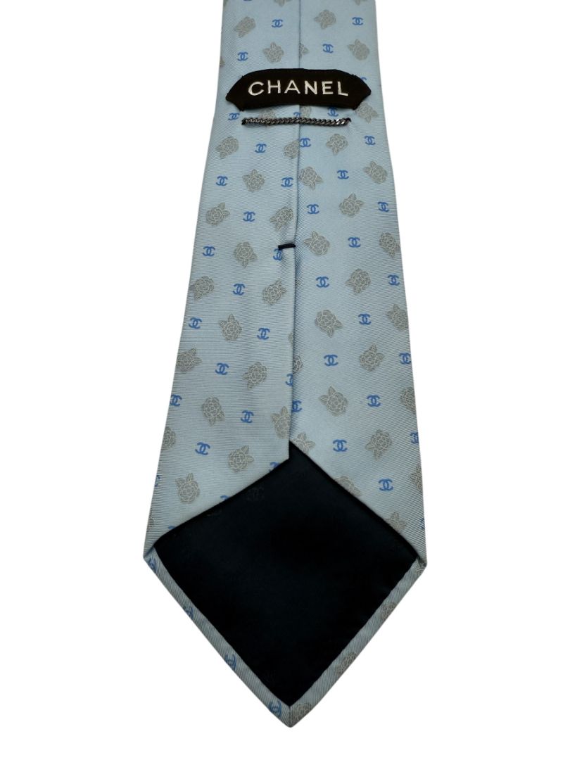 CHANEL Camellia & CC Logo Silk Necktie – Excellent Pre-Owned Condition