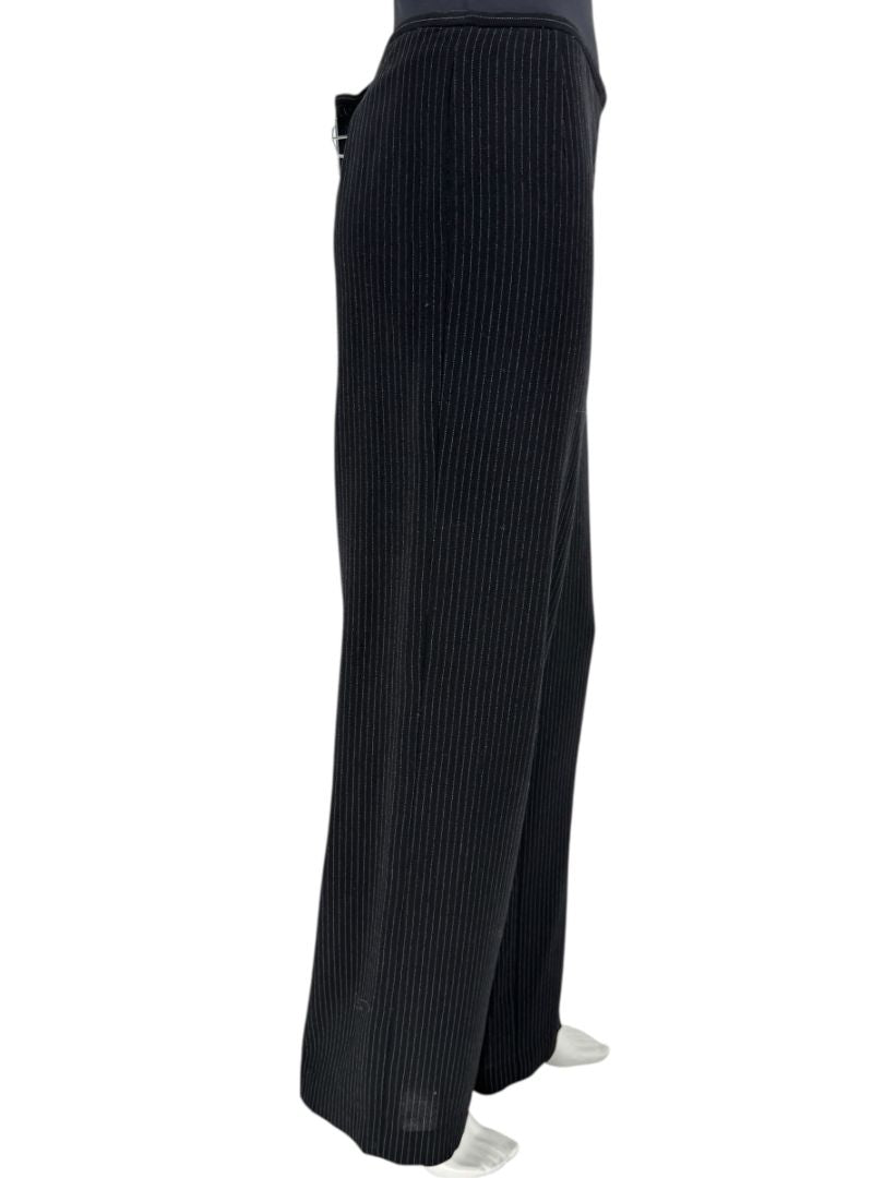 Armani Collezioni Black Pinstripe Virgin Wool Blend Dress Pants – Made in Italy – Size 48 / US 12