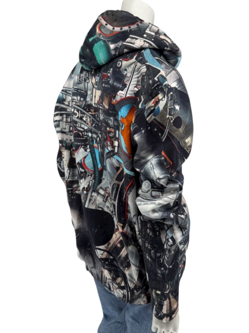 Christopher Kane Men’s Engine Print Cotton Zip Hoodie – Size L