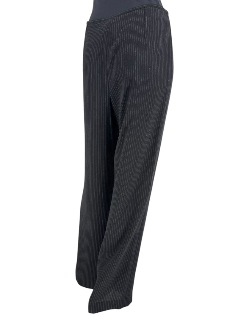 Armani Collezioni Black Pinstripe Virgin Wool Blend Dress Pants – Made in Italy – Size 48 / US 12