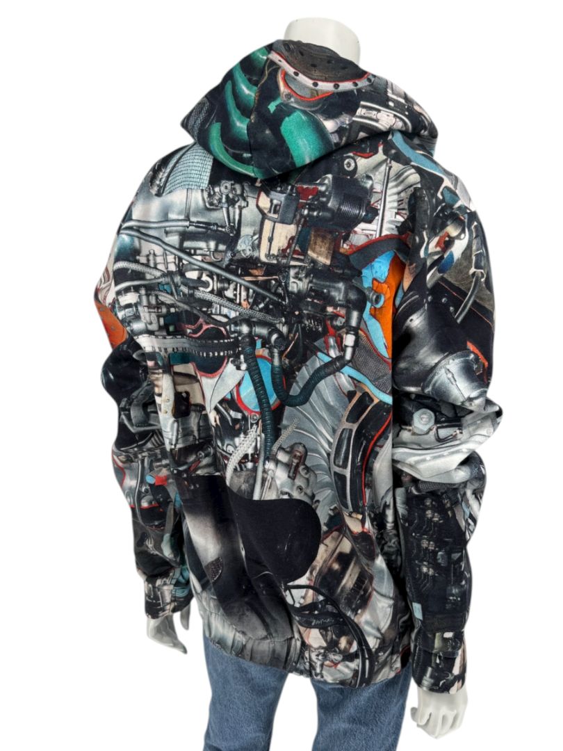 Christopher Kane Men’s Engine Print Cotton Zip Hoodie – Size L