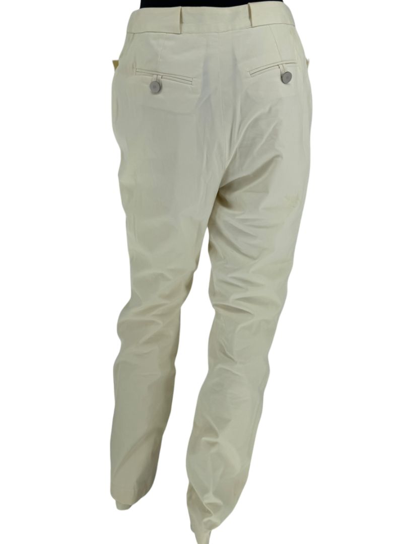 Chanel Ivory Cotton-Blend Tapered Trousers – Size FR 44