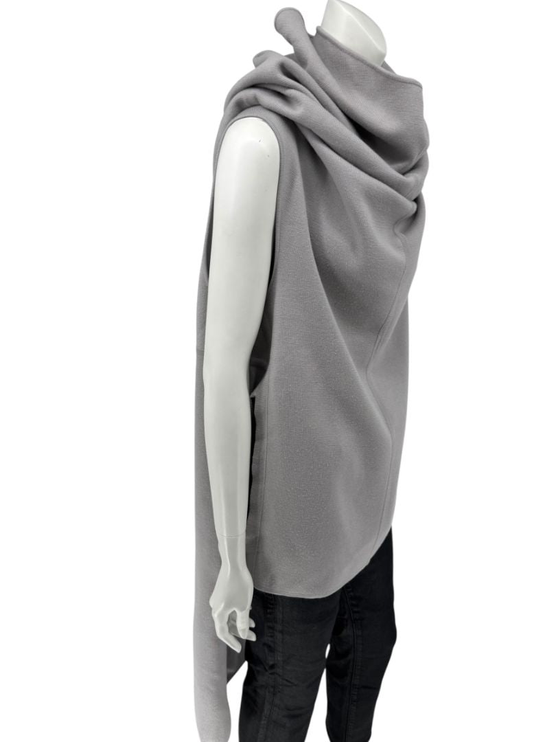 Rick Owens Pearl Grey Sleeveless Knit Funnel Tunic – Size L (IT 48 / US 8)