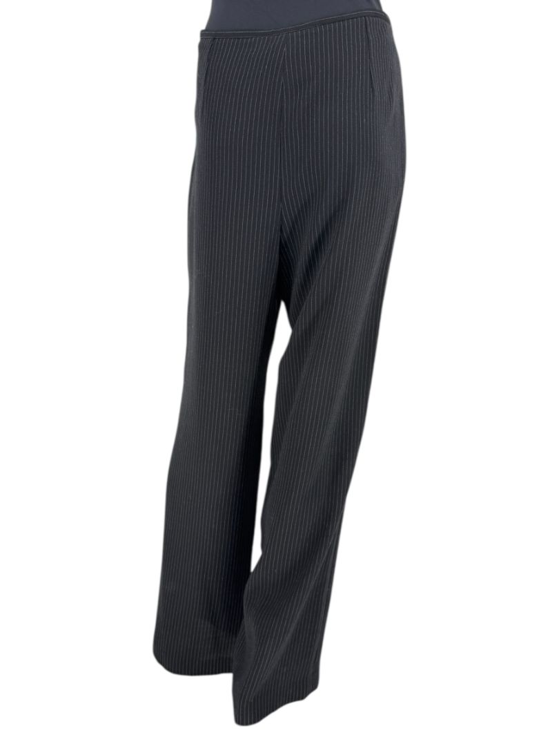 Armani Collezioni Black Pinstripe Virgin Wool Blend Dress Pants – Made in Italy – Size 48 / US 12
