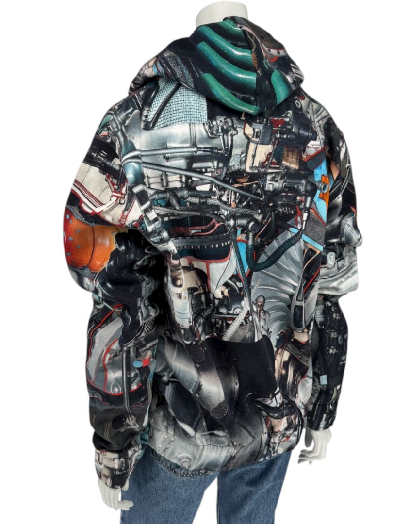 Christopher Kane Men’s Engine Print Cotton Zip Hoodie – Size L