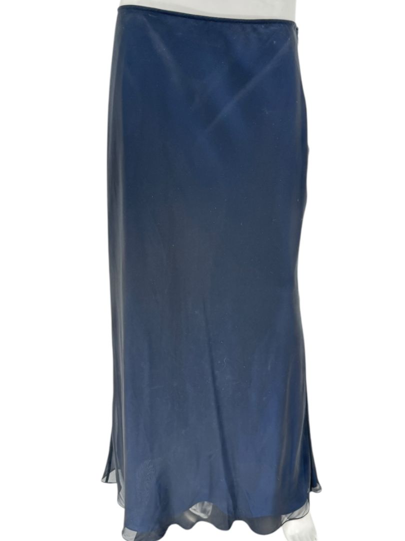 DKNY Navy Blue Sheer Overlay Maxi Skirt – Size 14
