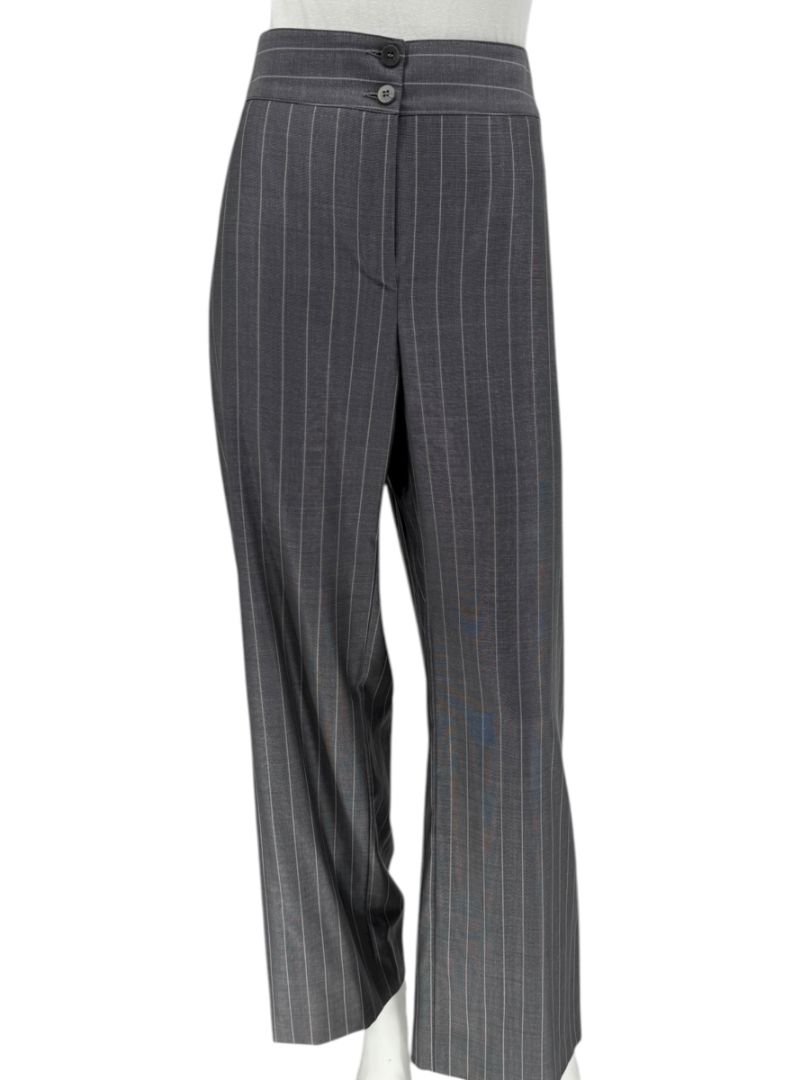 Armani Collezioni Gray Pinstripe Wide-Leg Trousers – Size 12