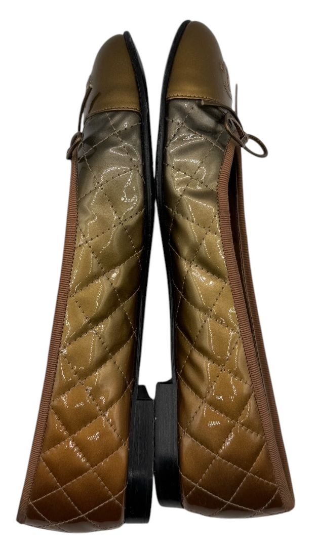 Chanel Gold & Bronze Quilted Patent Leather Ballet Flats – Size 42