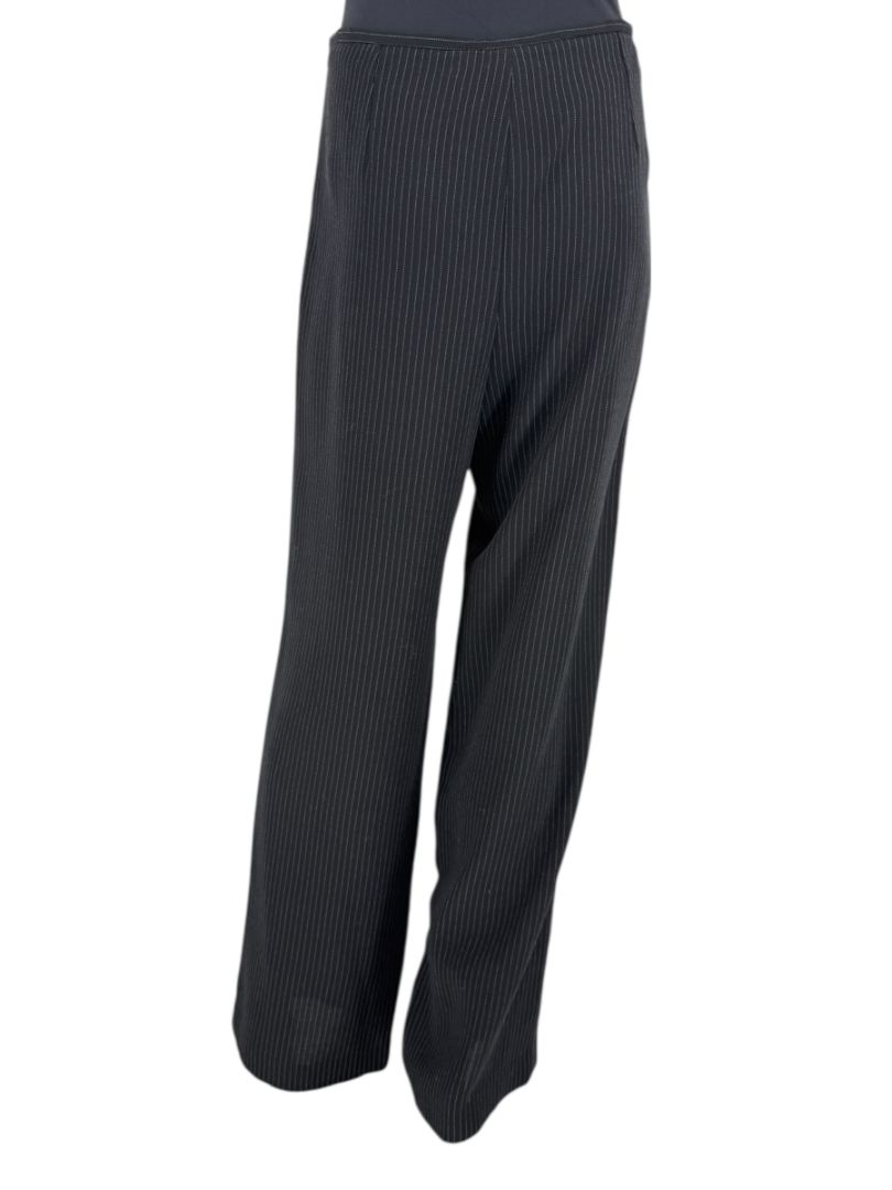Armani Collezioni Black Pinstripe Virgin Wool Blend Dress Pants – Made in Italy – Size 48 / US 12