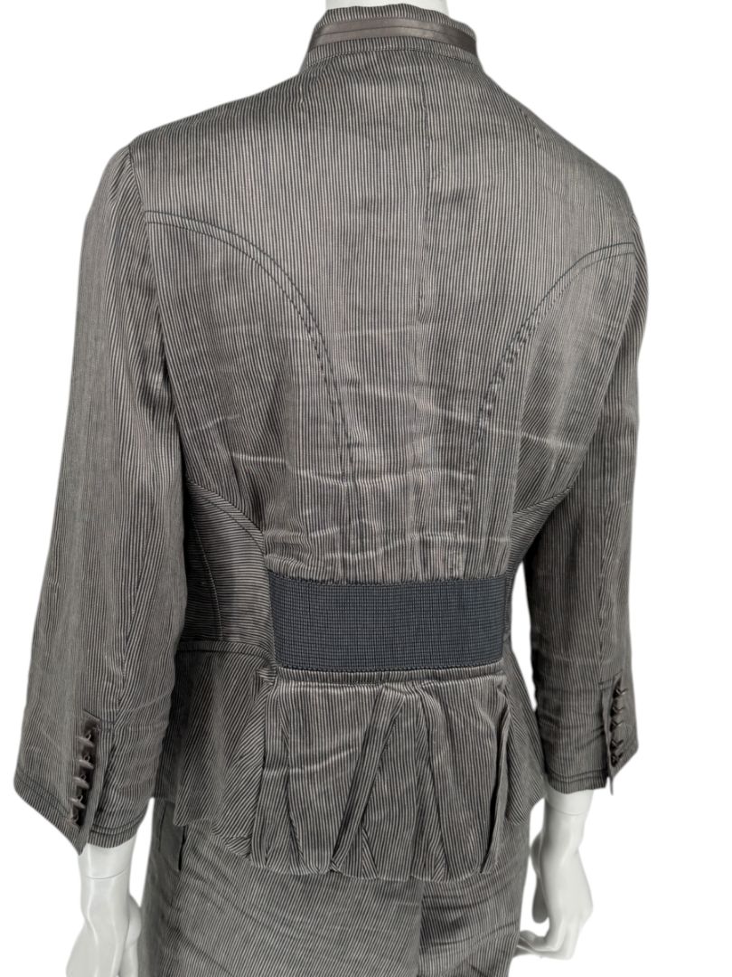 M. Siamo Women’s Striped Linen-Silk Blend Two-Piece Suit – Size 12