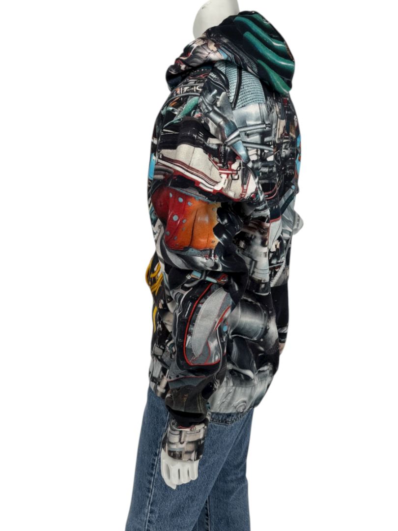 Christopher Kane Men’s Engine Print Cotton Zip Hoodie – Size L