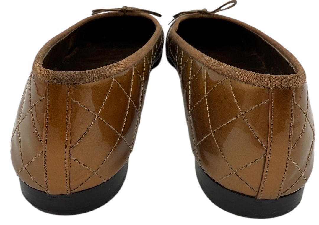 Chanel Gold & Bronze Quilted Patent Leather Ballet Flats – Size 42