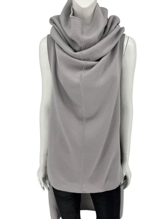 Rick Owens Pearl Grey Sleeveless Knit Funnel Tunic – Size L (IT 48 / US 8)
