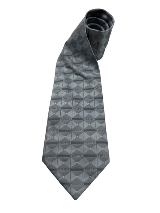 CHANEL Paris Geometric Silk Necktie – Excellent Pre-Owned Condition