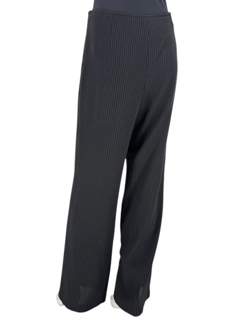 Armani Collezioni Black Pinstripe Virgin Wool Blend Dress Pants – Made in Italy – Size 48 / US 12