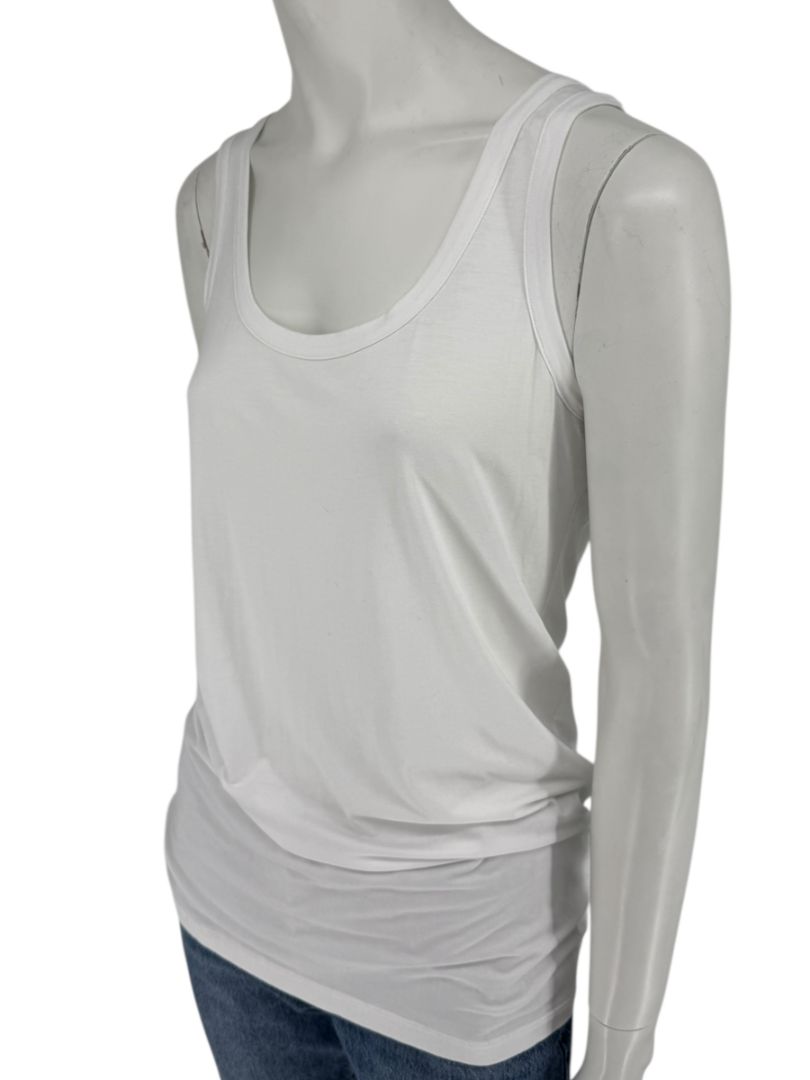 D. Exterior White Viscose Blend Tank Top – Size L