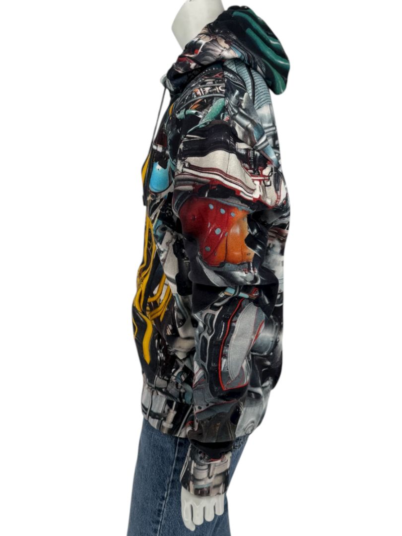 Christopher Kane Men’s Engine Print Cotton Zip Hoodie – Size L