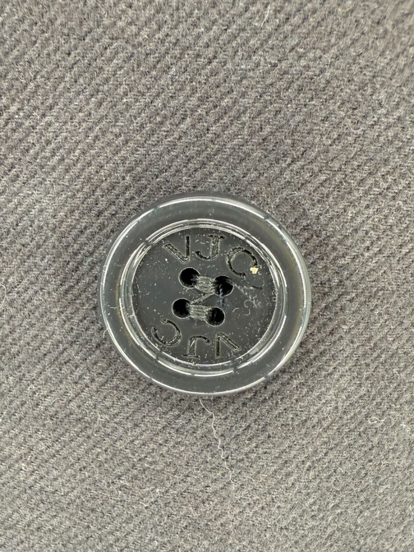 VJC Black Double-Breasted Asymmetric Zip Coat – Size 50