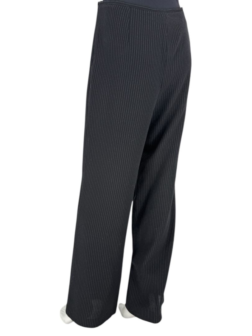 Armani Collezioni Black Pinstripe Virgin Wool Blend Dress Pants – Made in Italy – Size 48 / US 12