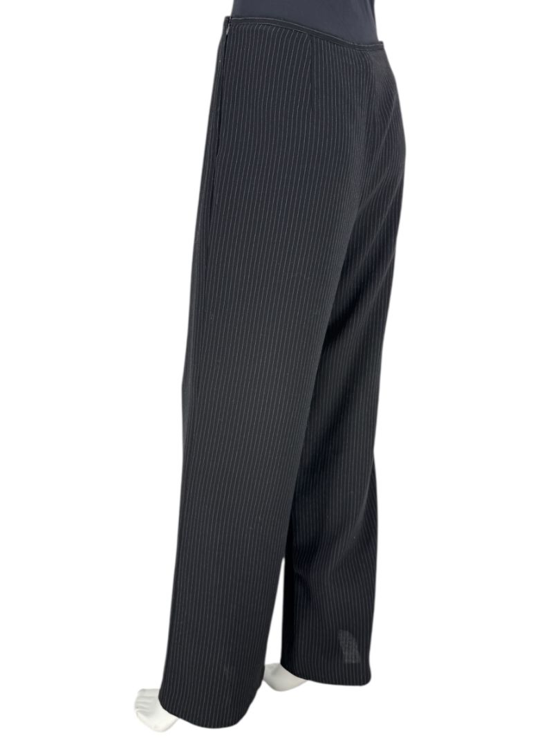 Armani Collezioni Black Pinstripe Virgin Wool Blend Dress Pants – Made in Italy – Size 48 / US 12