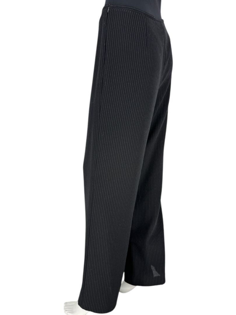 Armani Collezioni Black Pinstripe Virgin Wool Blend Dress Pants – Made in Italy – Size 48 / US 12