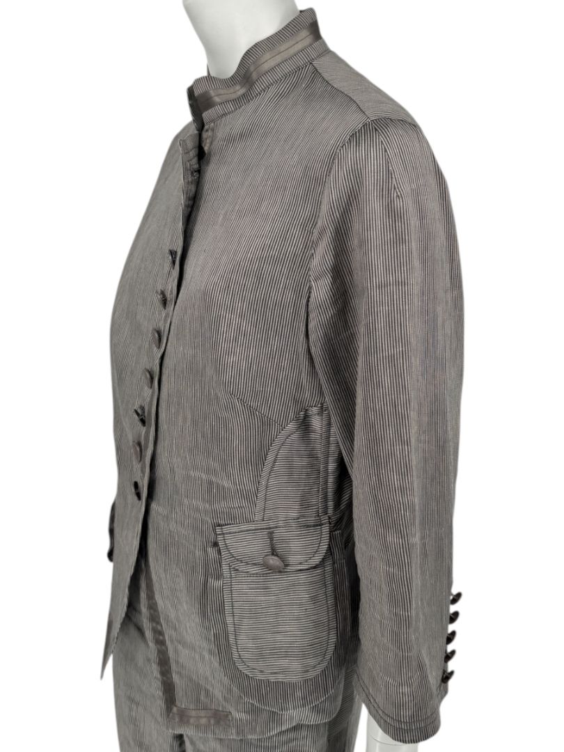 M. Siamo Women’s Striped Linen-Silk Blend Two-Piece Suit – Size 12