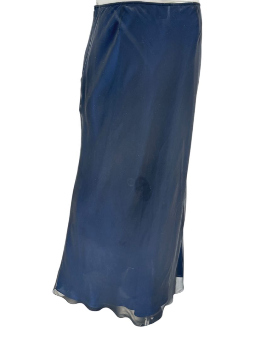 DKNY Navy Blue Sheer Overlay Maxi Skirt – Size 14