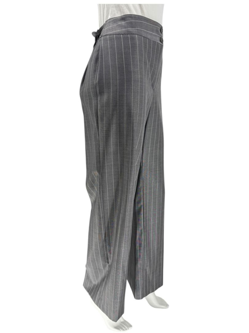 Armani Collezioni Gray Pinstripe Wide-Leg Trousers – Size 12