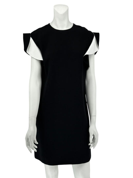 Givenchy Black & White Ruffle Sleeve Shift Dress - Size FR 40