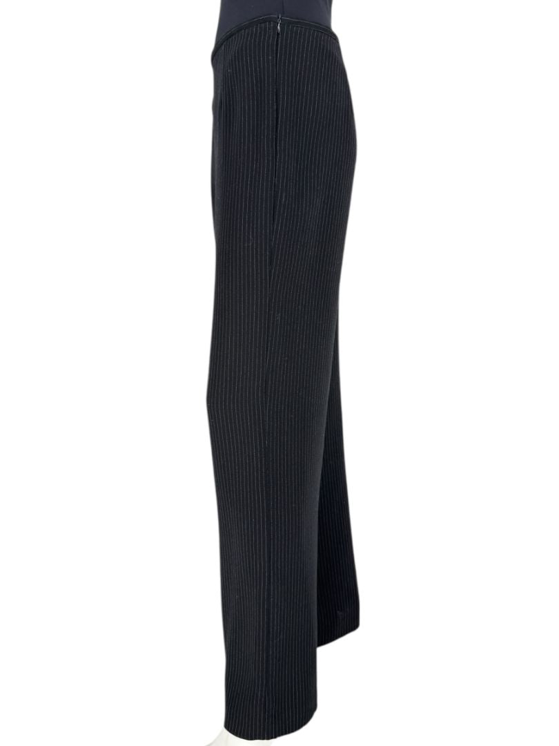Armani Collezioni Black Pinstripe Virgin Wool Blend Dress Pants – Made in Italy – Size 48 / US 12