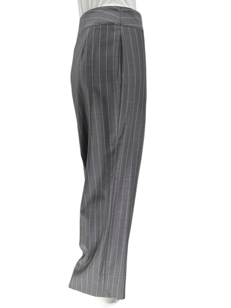 Armani Collezioni Gray Pinstripe Wide-Leg Trousers – Size 12